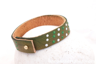 Bracelet unique cuir point vert BRC4