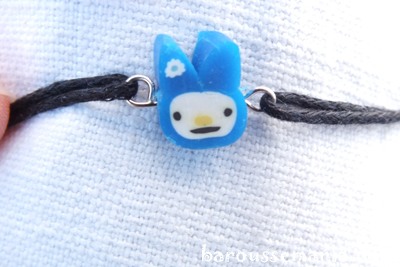 wire bracelet fimo blue rabbit