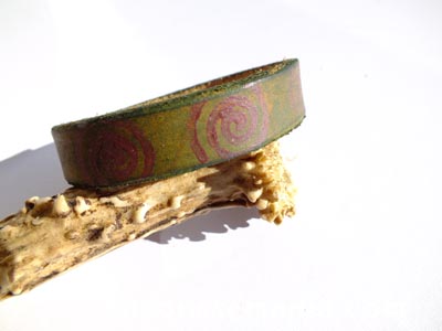 Bracelet en cuir vert tourbillon rose BRC50