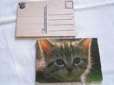 Cartes postale en bois petit chat CP08
