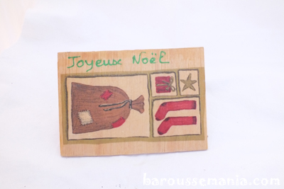 Carte postale en bois dÃ©coration de noÃ«l CPN08