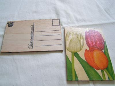 Carte poste en bois tulipe CP43