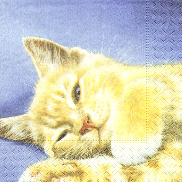 Serviette en papier chat bleu 306